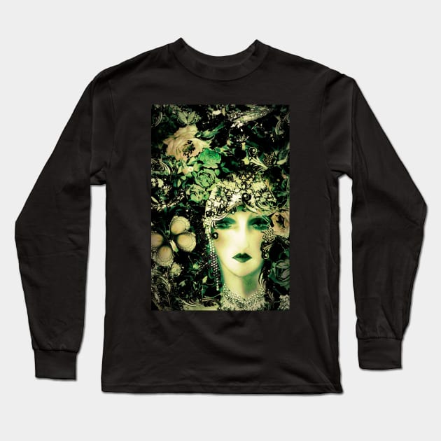 ART DECO GREEN COLLAGE FACE POSTER Long Sleeve T-Shirt by jacquline8689